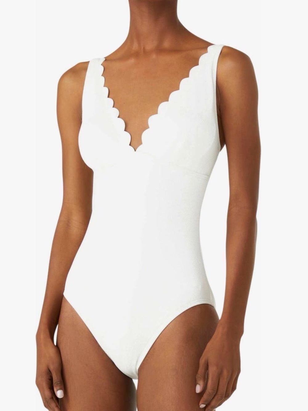 Kate Spade New York Plunge Scallop V-Neck One-Piece Swimsuit in White  small NWT